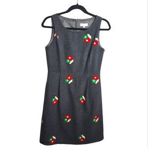 Veeko Embroidered Floral Wool Blend Sleeveless Dress A Line Mini Size US 4 | 34